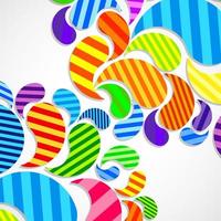 Bright striped colorful curved drops spray on a light background, vector color design, graphic illustration.