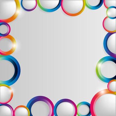 Abstract colorful hoop circles frame on a light background.