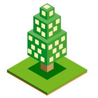 icono de árbol vectorial isométrico para bosque, parque, ciudad. constructor de paisajes para juegos, mapas, impresiones, ets. aislado sobre fondo blanco. vector