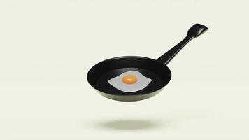 animação 3D com ovos fritos na frigideira video