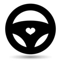 Steering wheel vector icon isolated on a white background.