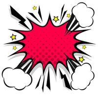 Retro comic design speech bubbles. Flash explosion with clouds, lightning, stars. Pop art vector elements.