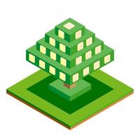 icono de árbol vectorial isométrico para bosque, parque, ciudad. constructor de paisajes para juegos, mapas, impresiones, ets. aislado sobre fondo blanco. vector