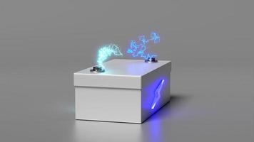 Battery pack charge indicator with thunder isolated on grey background. charging battery technology concept, 3d animation video