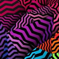 Chevron background, rippled rainbow and black pattern. vector