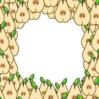 Fruit frame. Pattern, pear slices. Vector illustration.