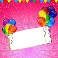 fondo vectorial de la fiesta de cumpleaños: coloridos globos festivos, confeti, cintas que vuelan para la tarjeta de celebraciones en un fondo blanco aislado con espacio para el texto. vector