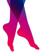 Long and slim female legs on white background, vector illustration.