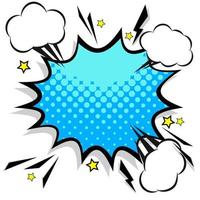 Retro comic design speech bubbles. Flash explosion with clouds, lightning, stars. Pop art vector elements.