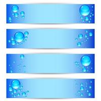 Vector establece banners con burbujas de agua limpia sobre un fondo azul.
