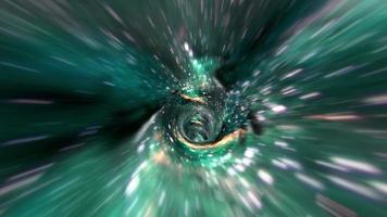 Abstract loop hyperspace grunge green tunnel wormhole background video