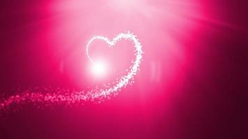 Loop pink red particles move heart shape animation video