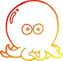 warm gradient line drawing cartoon octopus vector