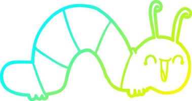 cold gradient line drawing cartoon happy caterpillar vector