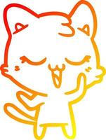 warm gradient line drawing happy cartoon cat vector