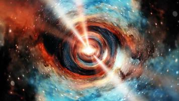 Abstract colorful hyperspace tunnel through galaxy space video
