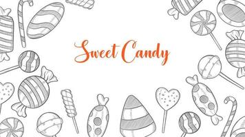 sweet candy set collection with hand drawn sketch for background banner template poster vector