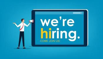 We are hiring with minimalist design. Business recruiting concept vector illustration