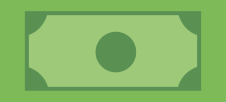 Piggy bank and green dollars money simple illustration in flat style png