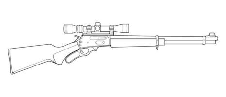 estilo de arte de línea de armas de fuego, arma de fuego, ilustración de arma, línea vectorial, ilustración de arma, arma moderna, concepto militar, arte de línea de pistola para entrenamiento vector