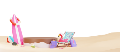 Summer beach banner template with 3d illustration png