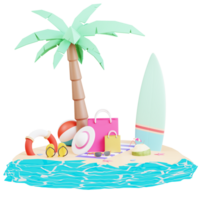 plantilla de banner de venta de verano con ilustración 3d png