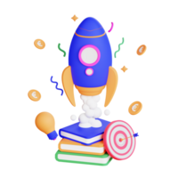 3D rocket business illustration png