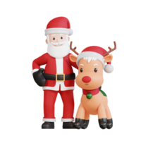 Santa claus mascot 3d character and christmas reindeer png
