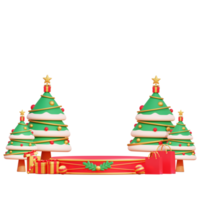 Merry christmas and happy new year with 3d empty podium and christmas ornaments png