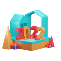 plantilla de banner de feliz año nuevo 2022 con concepto de diseño creativo de ilustración 3d png