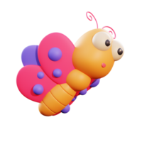 Cute butterfly 3d illustration png