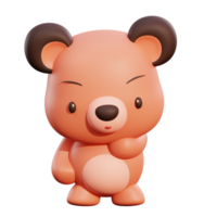 Cute bear 3d illustration png