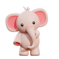 Cute elephant 3d illustration png