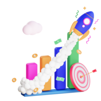 3D rocket business illustration png