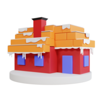 3D-pictogram kerst sneeuw huis png