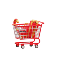 3d christmas giftbox in shopping cart png