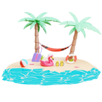 modelo de banner de venda de verão com ilustração 3d png