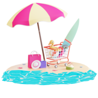 modèle de bannière de vente d'été avec illustration 3d png