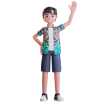 3d personagem de verão feminino dizendo olá com sorriso bonito png