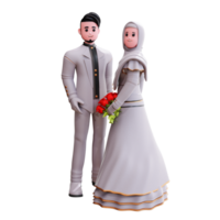 ilustração de casal de noivos de personagem 3d png