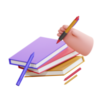 libri dell'illustrazione dell'icona 3d con la penna png