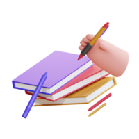 3d icon illustration books with pen png