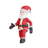 Santa claus mascot 3d character walking png