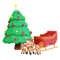 3d icon christmas tree and reindeers png