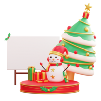 feliz navidad y próspero año nuevo con muñeco de nieve 3d y adornos navideños png