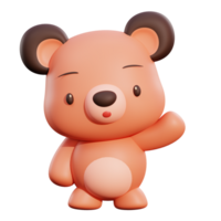 ilustração 3d de urso fofo png