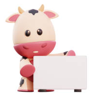 Cute cow 3d illustration png