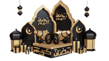 ramadan icon with 3d round podium and canon png