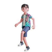 3d summer character male walking png