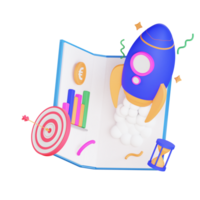 3D rocket business illustration png